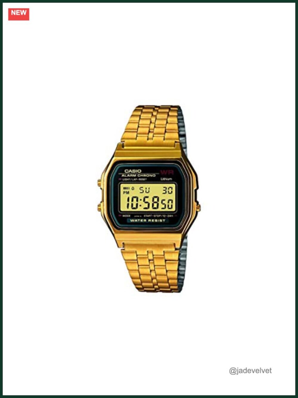 Casio Retro Digital Watch Gold Bracelet 1/100th Sec Stopwatch Daily Alarm
